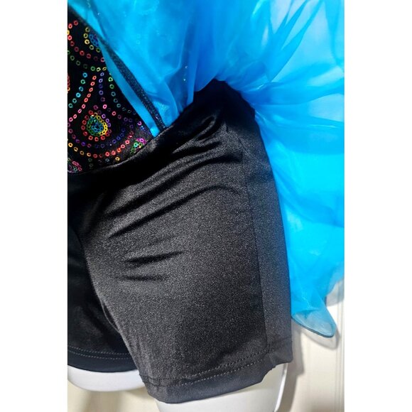 Adult Dance Costume Gallery Unitard Peacock Tutu Sparkly Blouson Jazz Tap Blue M - Picture 12 of 13